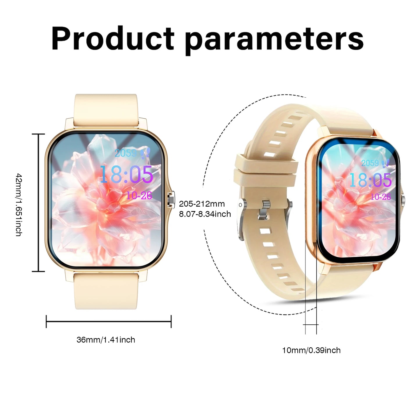 Smart Watch, Wireless Calling, Message Reminder, Multiple Sports Modes, Weather Forecast, Outdoor Multi-Sport Watch