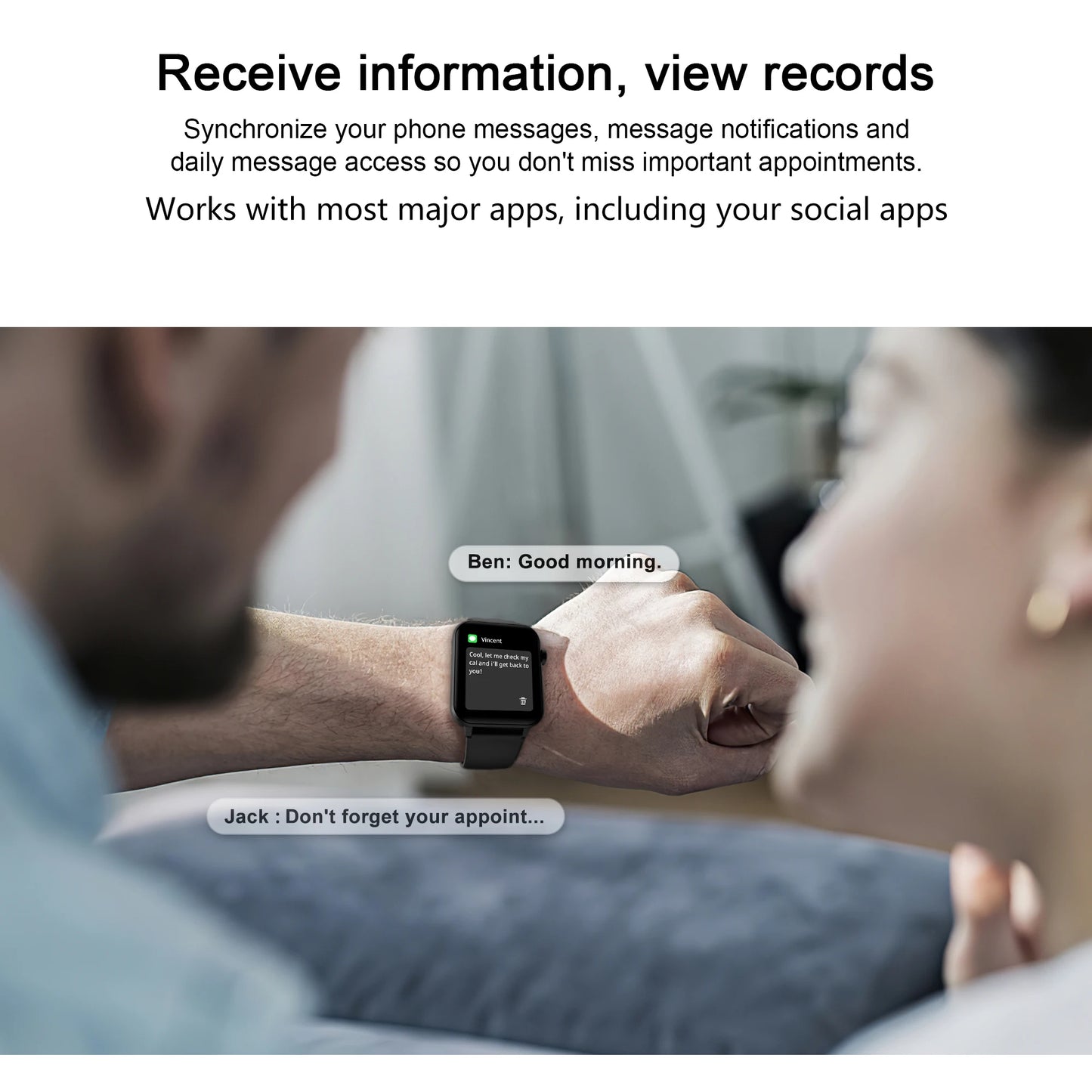 IOWODO Bluetooth Call Smart Watch 1.85 Inch HD Screen Women Men Fitness Watch with Pedometer 100+ Sports Modes Health Monitor