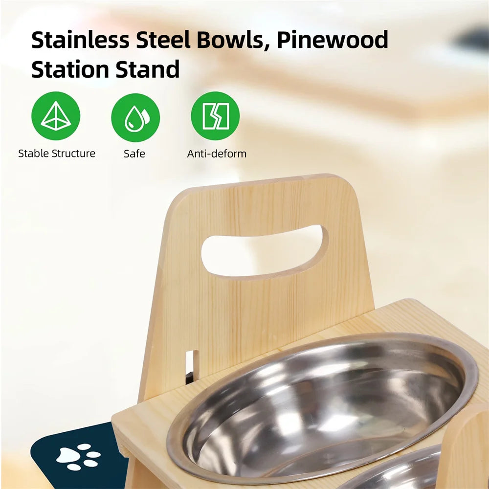 Height Adjustable Elevated Dog Bowls Tall Raised Feeder Stand Dog Food Water Bowl Feeder Station for Large Medium Small Dogs