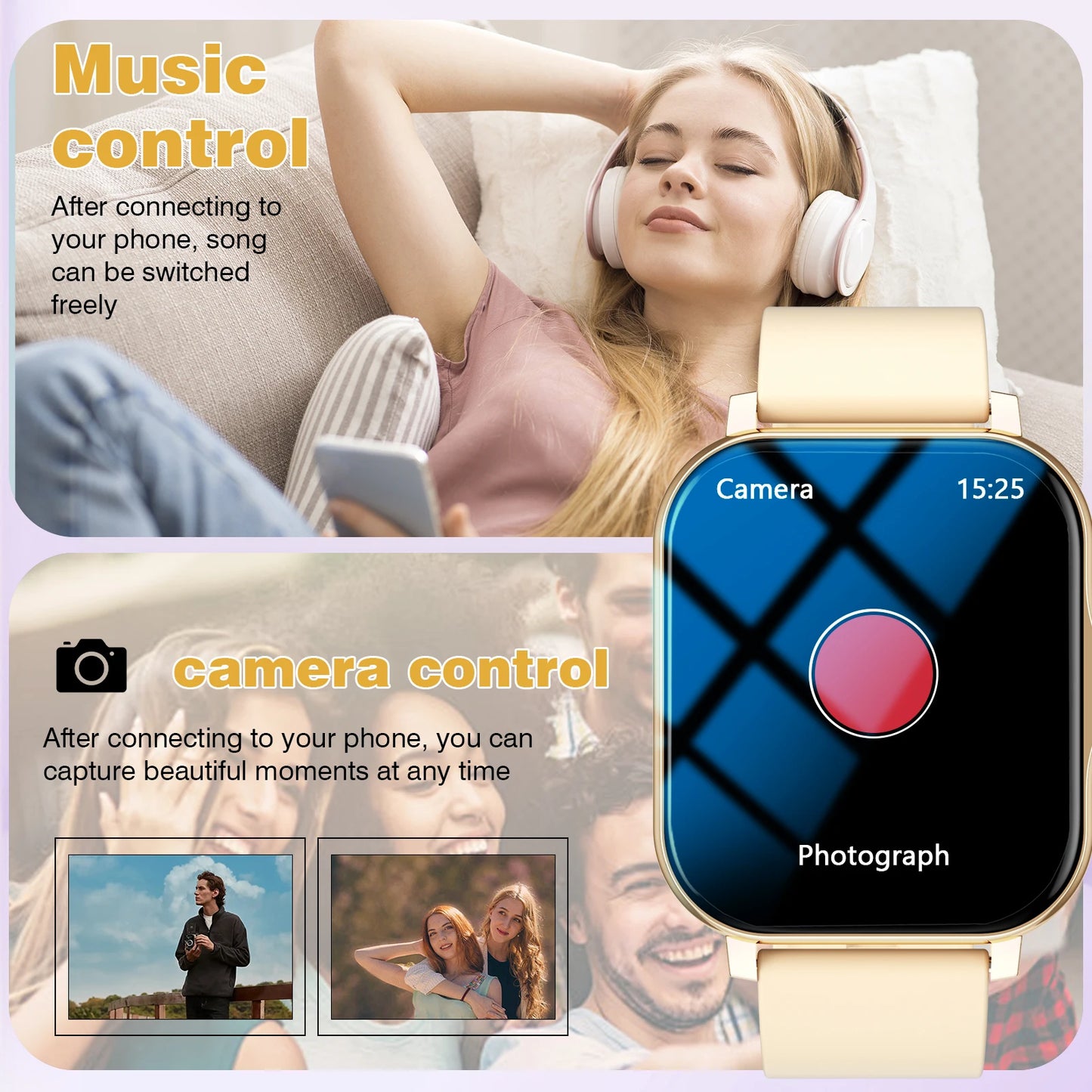 Smart Watch, Wireless Calling, Message Reminder, Multiple Sports Modes, Weather Forecast, Outdoor Multi-Sport Watch