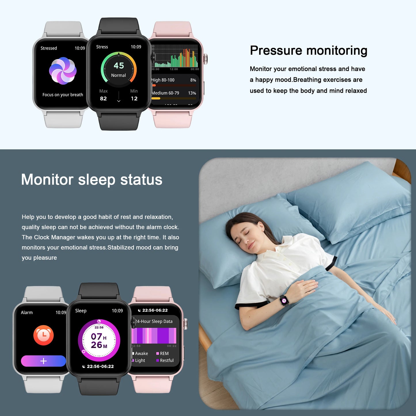 IOWODO Bluetooth Call Smart Watch 1.85 Inch HD Screen Women Men Fitness Watch with Pedometer 100+ Sports Modes Health Monitor