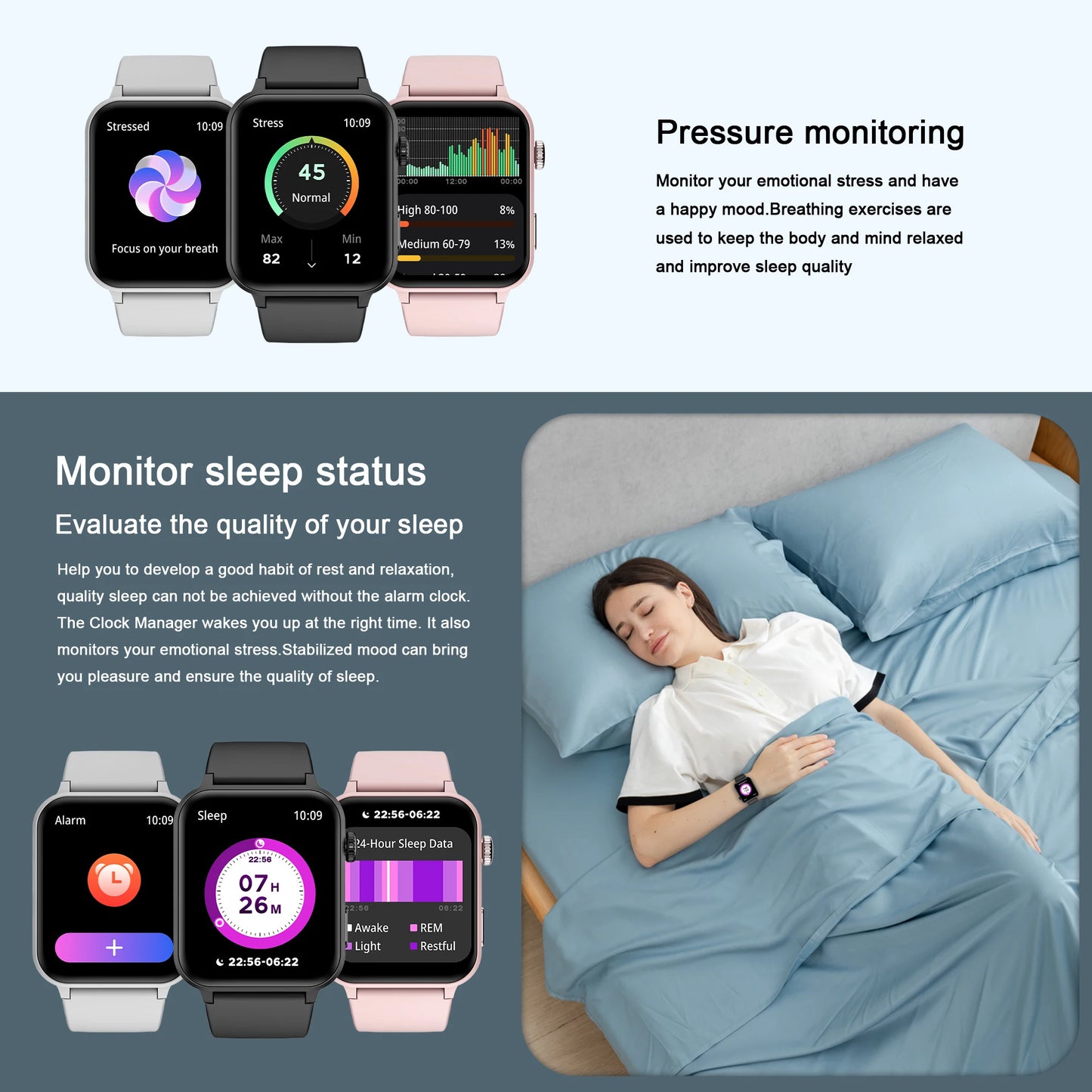 IOWODO Bluetooth Call Smart Watch 1.85 Inch HD Screen Women Men Fitness Watch with Pedometer 100+ Sports Modes Health Monitor