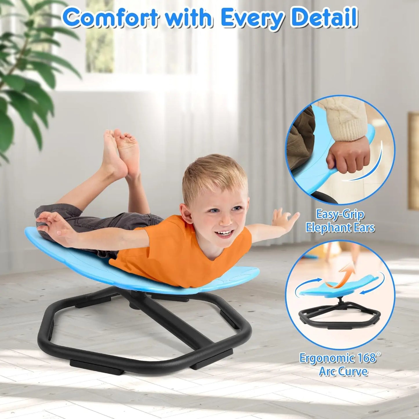 Outdoor Swivel Chair 360° Spin Toy for Kids Swing Seat Sensory Balance Funny Chairs Relief Motion Sickness Toys For Boys Girls