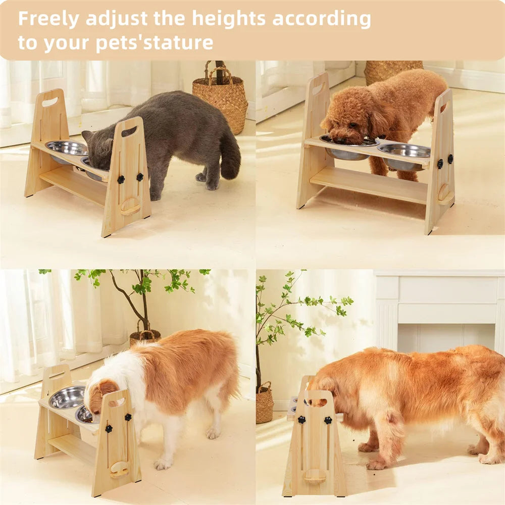 Height Adjustable Elevated Dog Bowls Tall Raised Feeder Stand Dog Food Water Bowl Feeder Station for Large Medium Small Dogs
