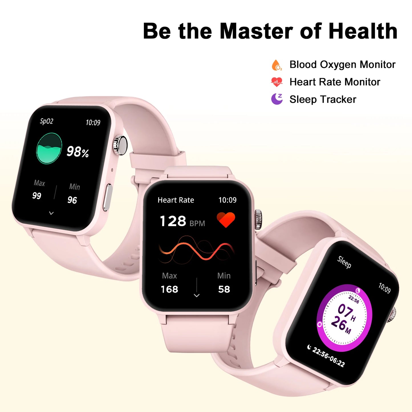IOWODO Bluetooth Call Smart Watch 1.85 Inch HD Screen Women Men Fitness Watch with Pedometer 100+ Sports Modes Health Monitor