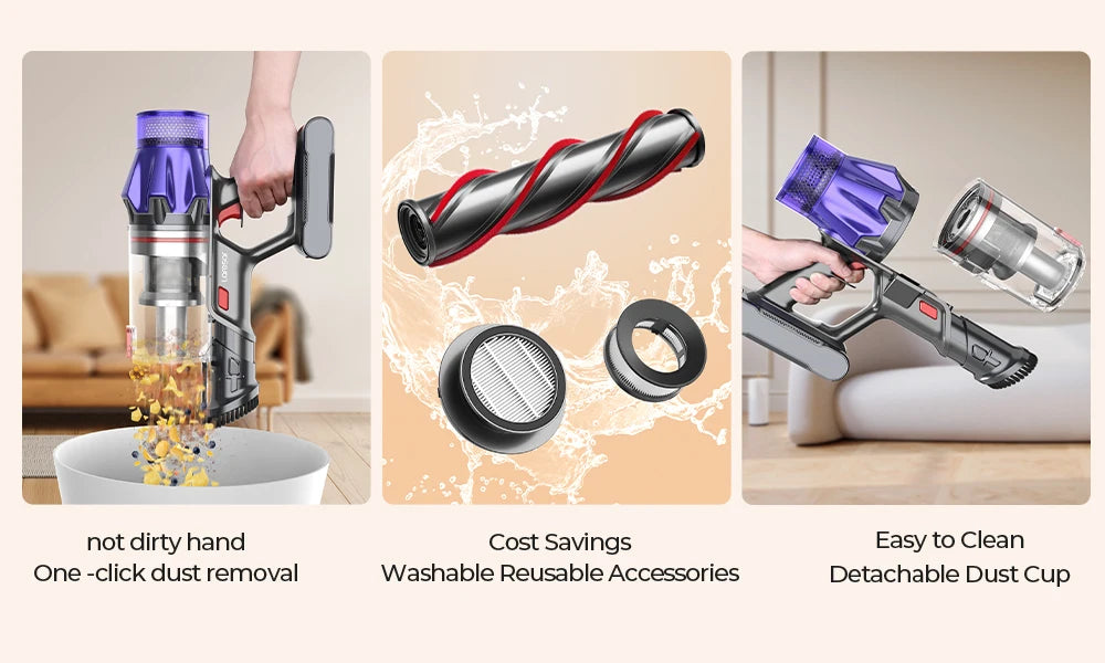 Laresar V7 500W 50KPA Suction Power Cordless Vacuum Cleaner Handheld smart Home appliance Removable Battery Dust Cup