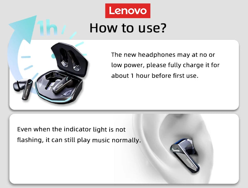 Choice Lenovo GM2 Pro Wireless Bluetooth 5.3 Earphones Gaming Low Latency Dual Mode Music Earbuds Sports In-Ear Headset With Mic