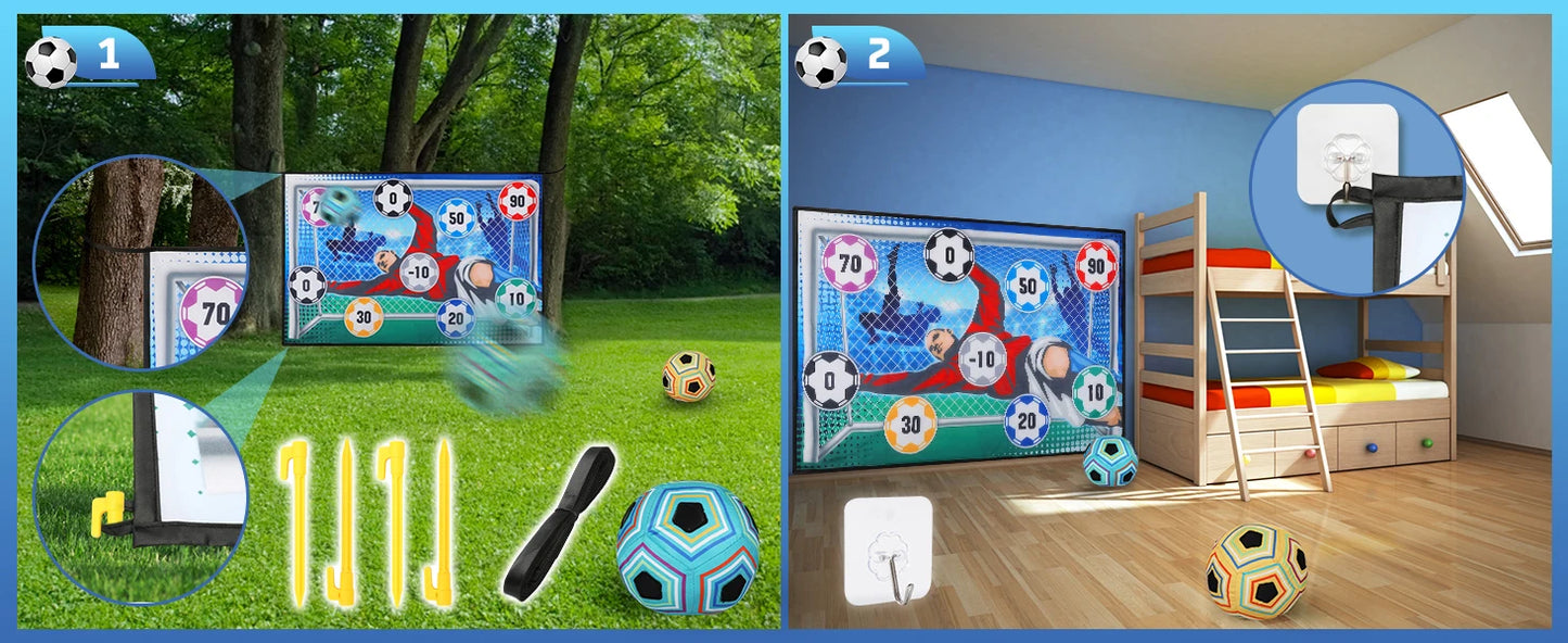 VATOS Football Ball Game Set for Kids Indoor Outdoor Soccer Train Sport Game Foldable Toys for 3 4 5 6 7 8 Years Old Boys Girls