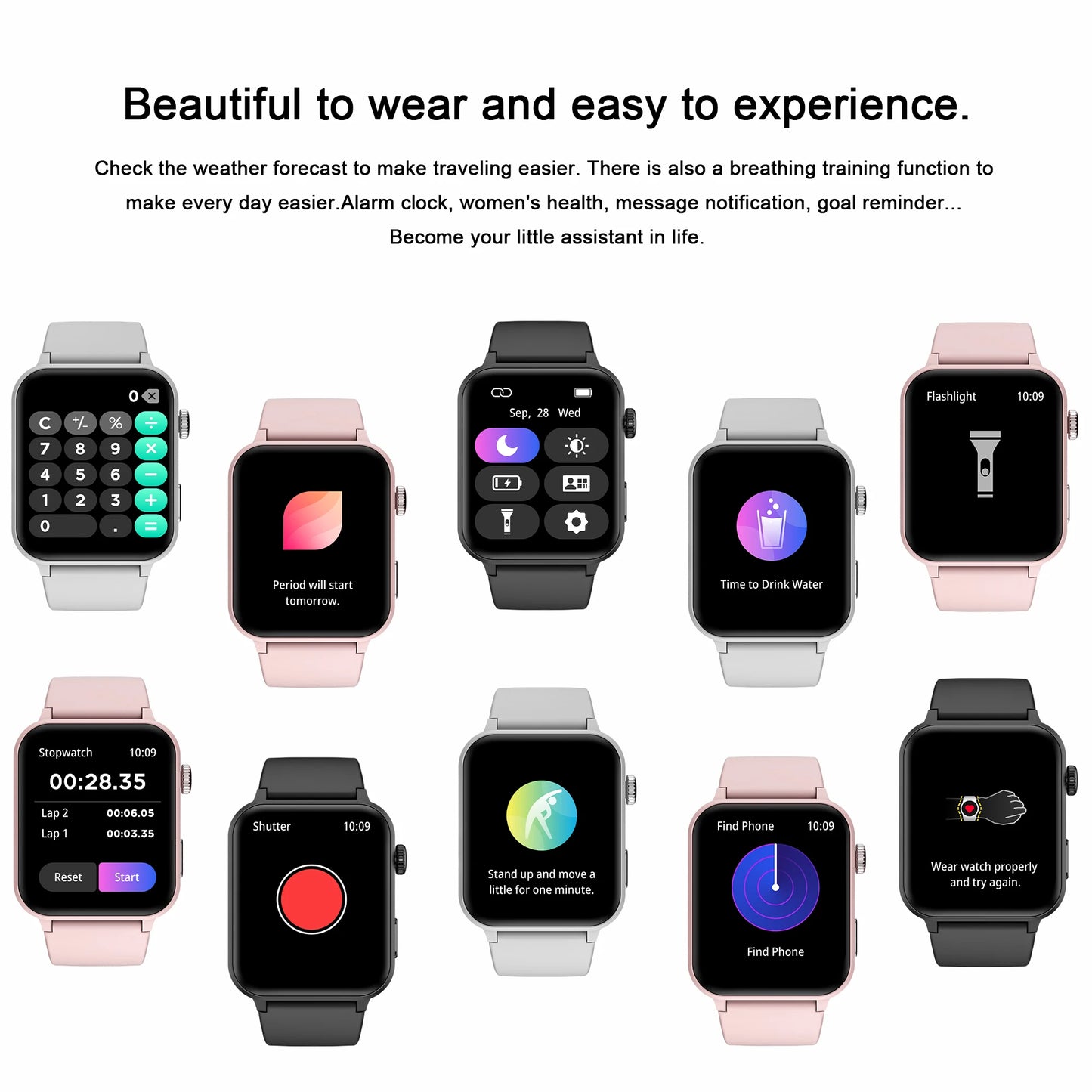 IOWODO Bluetooth Call Smart Watch 1.85 Inch HD Screen Women Men Fitness Watch with Pedometer 100+ Sports Modes Health Monitor