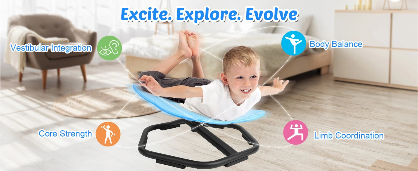 Outdoor Swivel Chair 360° Spin Toy for Kids Swing Seat Sensory Balance Funny Chairs Relief Motion Sickness Toys For Boys Girls