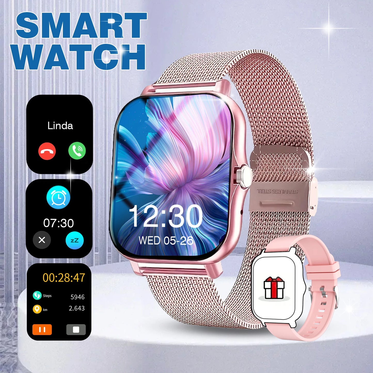 Smart Watch, Wireless Calling, Message Reminder, Multiple Sports Modes, Weather Forecast, Outdoor Multi-Sport Watch