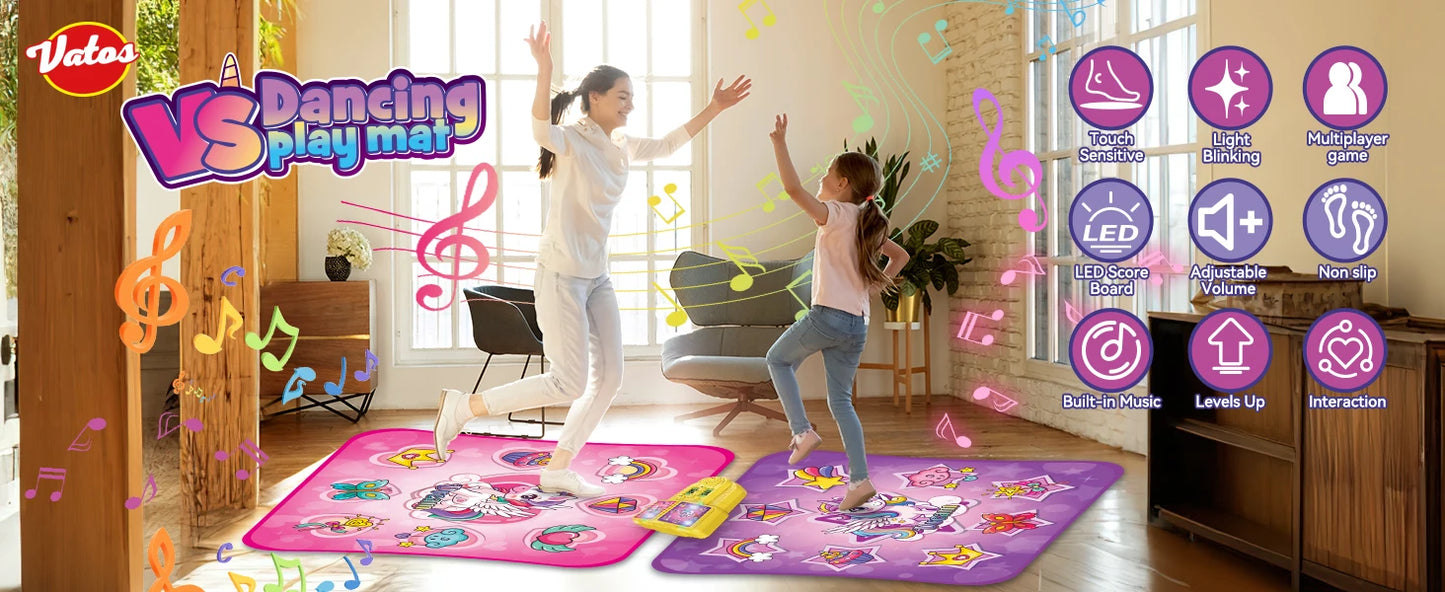 VATOS Unicorn Dance Mat x2 Toys for Girls 9-Level Dancing Game Indoor Outdoor Music Play Mat Birthday Gifts for Kids Ages 3+