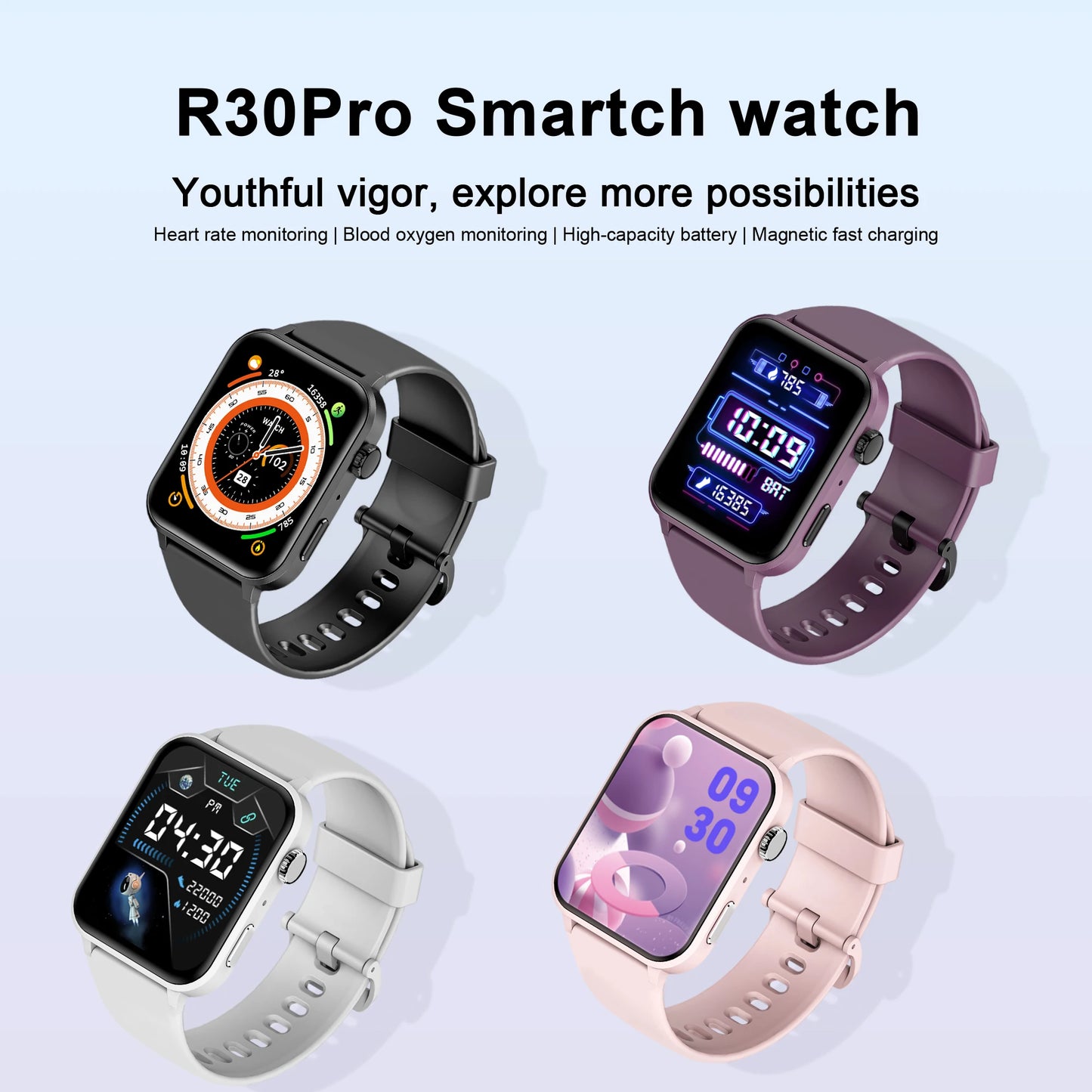 IOWODO Bluetooth Call Smart Watch 1.85 Inch HD Screen Women Men Fitness Watch with Pedometer 100+ Sports Modes Health Monitor