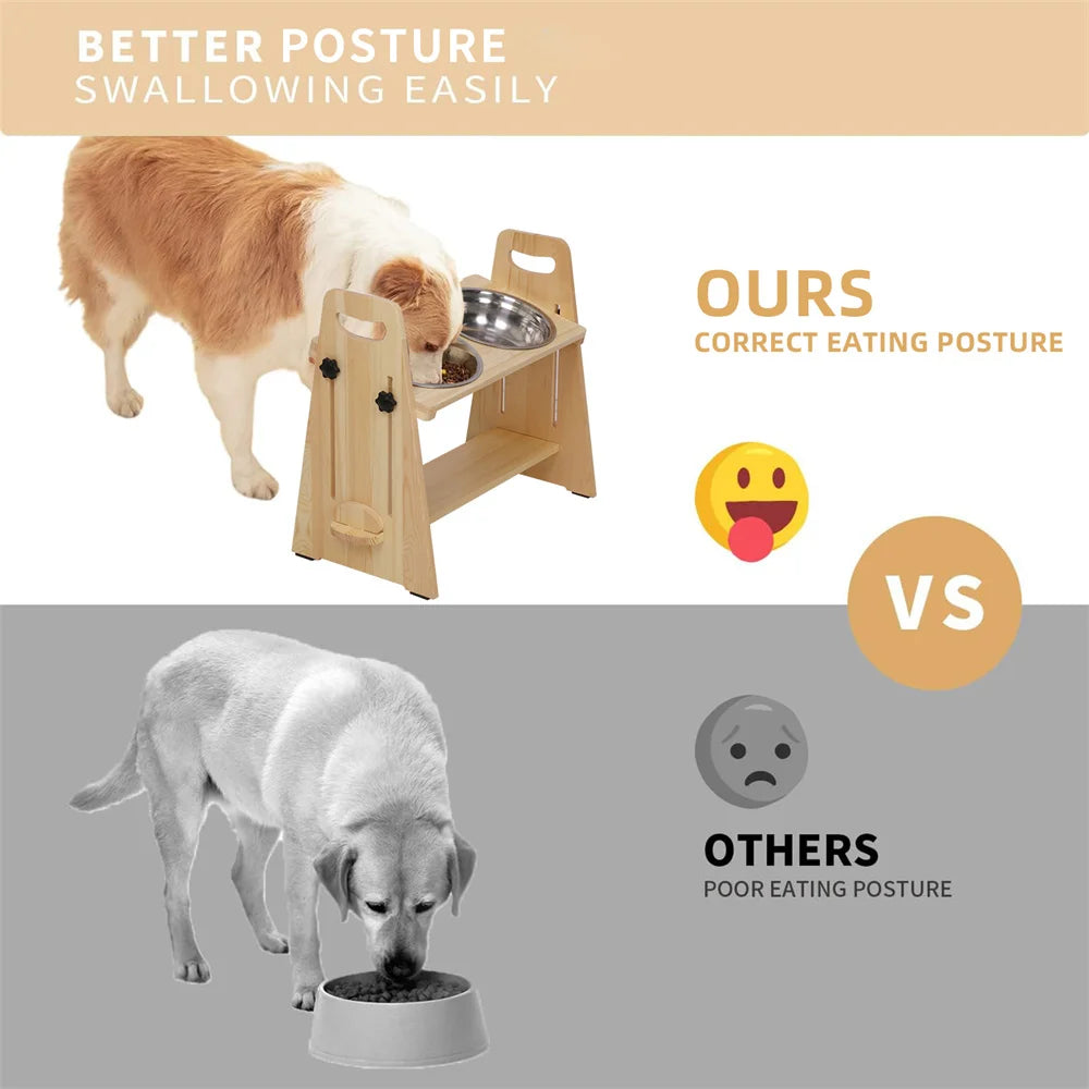 Height Adjustable Elevated Dog Bowls Tall Raised Feeder Stand Dog Food Water Bowl Feeder Station for Large Medium Small Dogs