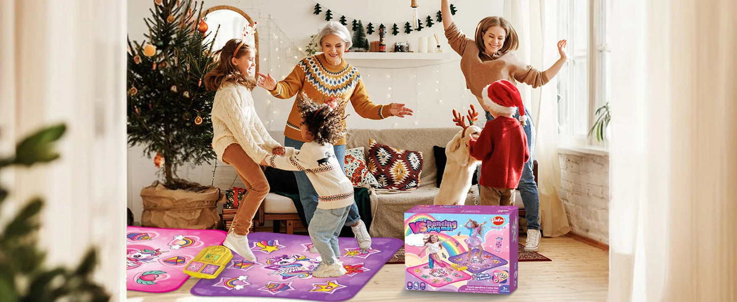 VATOS Unicorn Dance Mat x2 Toys for Girls 9-Level Dancing Game Indoor Outdoor Music Play Mat Birthday Gifts for Kids Ages 3+
